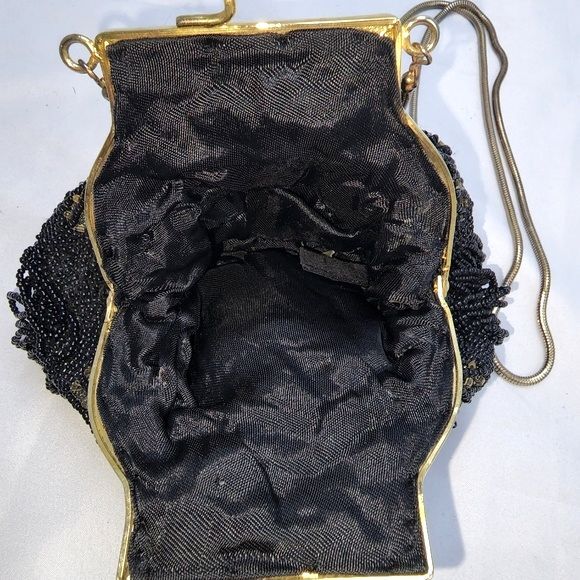 Vintage Carolyne Barton Night Black Beaded Small Evening Bag, 6"X5"X2" - Picture 5 of 9